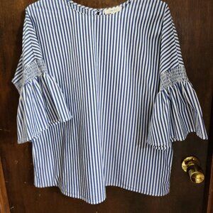 women's top, blue and white stripes